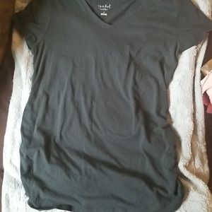 Black vneck Tshirt with scrunched sides